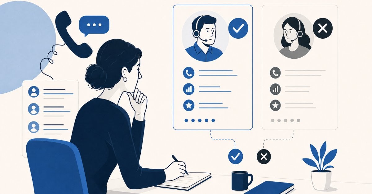 Business owner evaluating a freelance cold caller for appointment setting and lead generation.